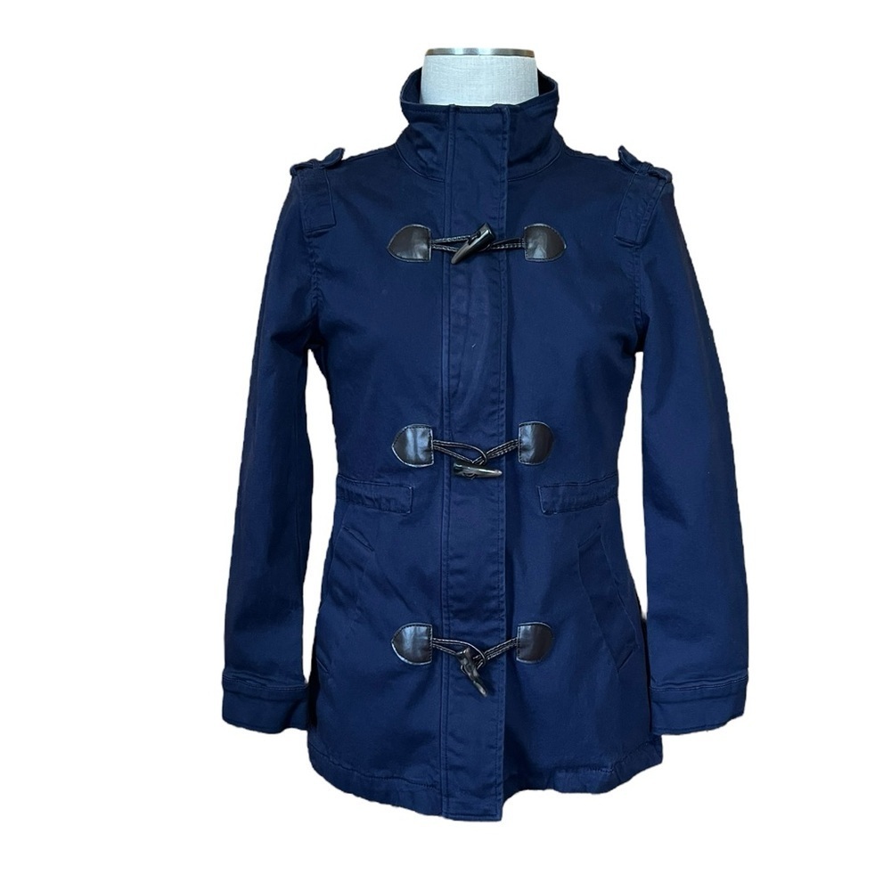 Market & Spruce Small Navy Blue Peacoat Faux Horn Buttons Cotton - Picture 2 of 11